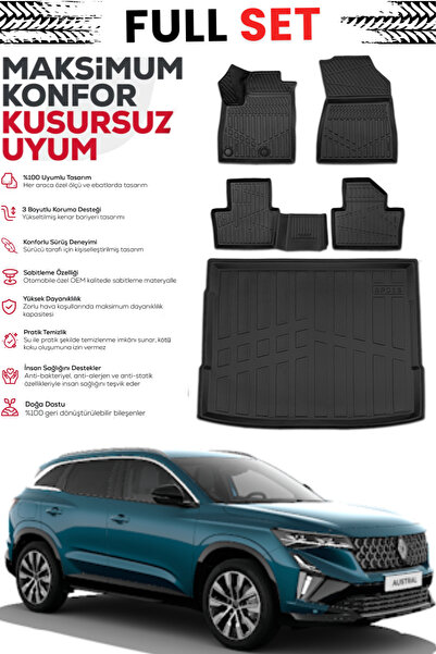 ko kaliteoto Renault Austral Mild Hibrit 2025 Model 3D Kauçuk Üst Bagaj Havuz...