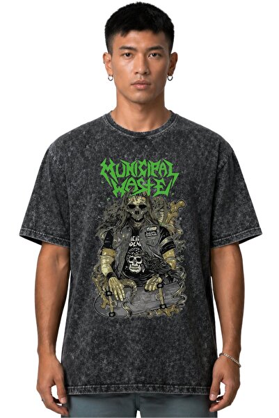 SEVBANO Tricou Municipal Waste Rock Metal Music Band, imprimat pe față, unise...