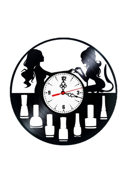 OEM Ceas de perete din disc de vinil, tematică salon de unghii, design retro-...