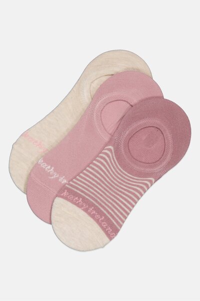 Kathy Ireland Women 3 Pair Textured Round Invisible Socks, Multicolor