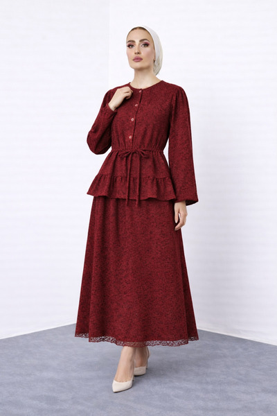 MODAEFA Lace Detailed Skirted Double Set