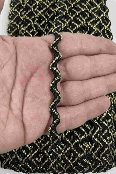 Hobigram Black Gold Lumy Vortiq Embossed Zigzag Decorative Ribbon – Premium R...