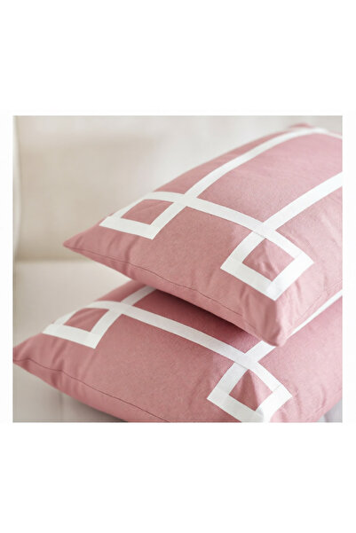 METİNEV Decorative Navy Blue White Pillow Case