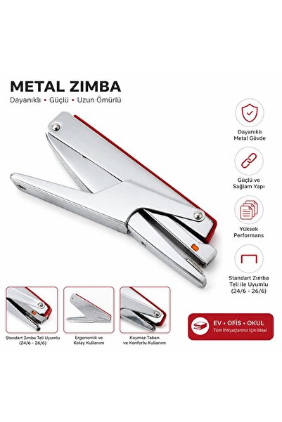 Artdesign Pens Tipi Zımba Makinesi Kırmızı