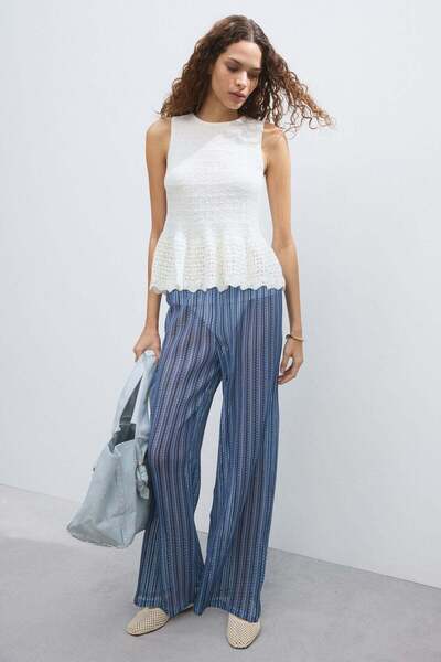 H&M Wide hole-knit trousers