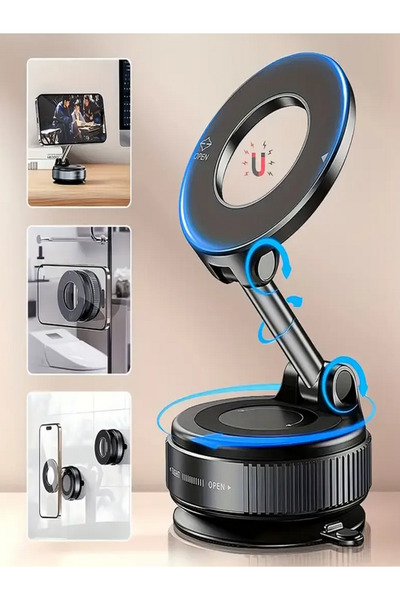 Zebana K007 360° Dönebilen Vakumlu Magnetik Telefon Tutucu Ayna-Cam-Araç İçi