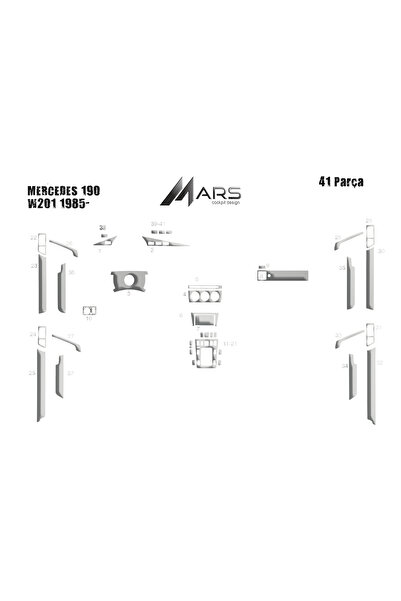 Marscockpitdesign غطاء كونسول مرسيدس 190 1983-1993 41 قطعة