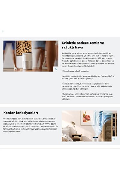 Bosch Büyük Salon ve Ofis Tipi %99.9 Bakteri Temizleyen Otomatik Modlu Sessiz...