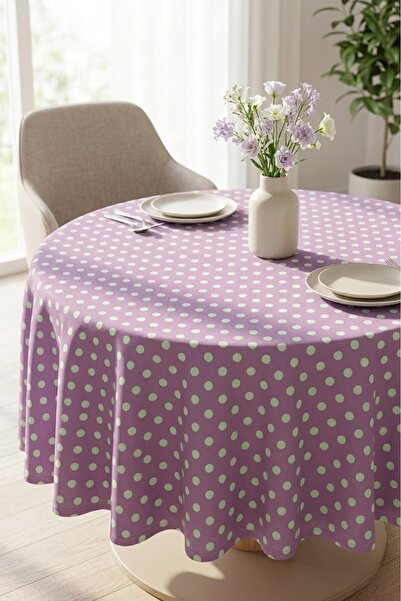 Rona Home Decorative Polka Dot Round Tablecloth Liquid-Proof Lilac Polka Dot ...