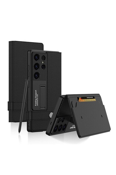 GKK Full Coverage Θήκη Πορτοφόλι με Στήριγμα Black (Samsung Galaxy S25 Ultra 5G)