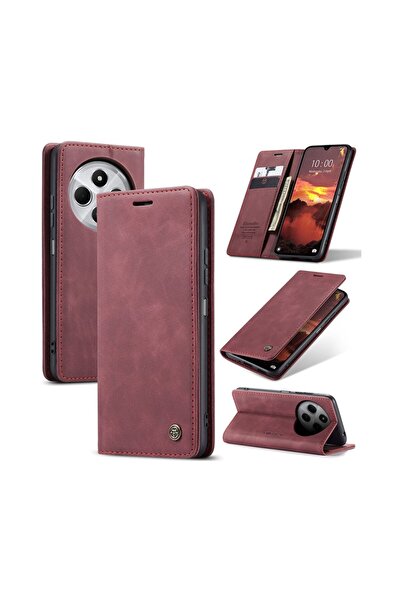 Caseme 013 Retro Θήκη Βιβλίο Wine Red (Xiaomi Redmi 14C 4G/Poco C75 4G)