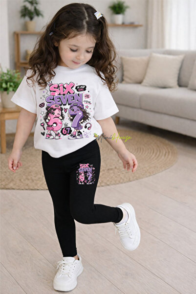 MiniHouse ŠEST SEDAM 67 ŠTAMPANI K-POP GORNJI I DONJI DEO SETA MAJICA I LEGGINGS