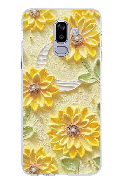 TechTree Samsung Galaxy J8-A6 Plus Uyumlu Rölyef Bahçesi Baskılı Silikon Kılıf