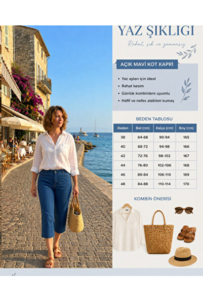 STYLENEST Yüksek Bel Dar Paça Kapri Jean Kadın – Yazlık Slim Fit Denim Kot Pa...