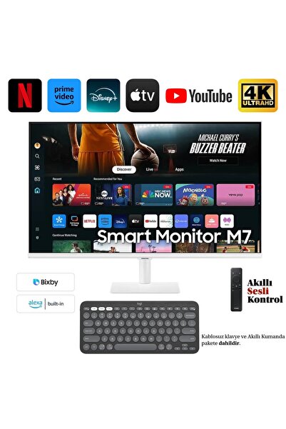 Samsung 32"inç 4K UHD HDR10 Smart Monitör-tv Akıllı Kumanda Sesli Kontrol İph...