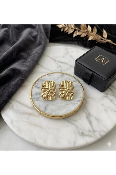 Çelik Stainless Steel Rectangular Plate Earrings – Women's Stylish Minimal Mo...