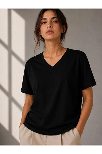 civetta Vyaka Basic T-Shirt Short Sleeve Summer Regular Fit T-Shirt - Black