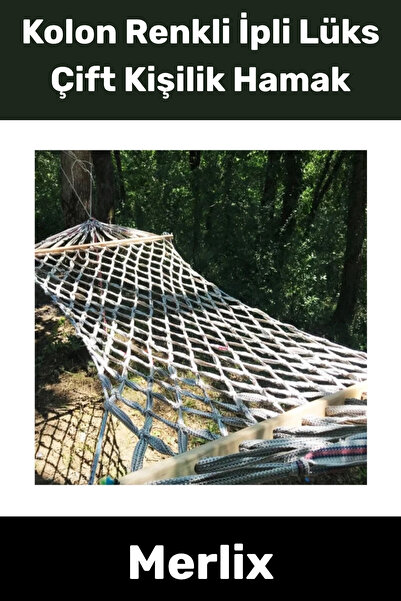 Merlix #Hamak Dayanıklı 250kg Kapasite Kaliteli Geniş Ahşap Çıtalı Kolon Renk...
