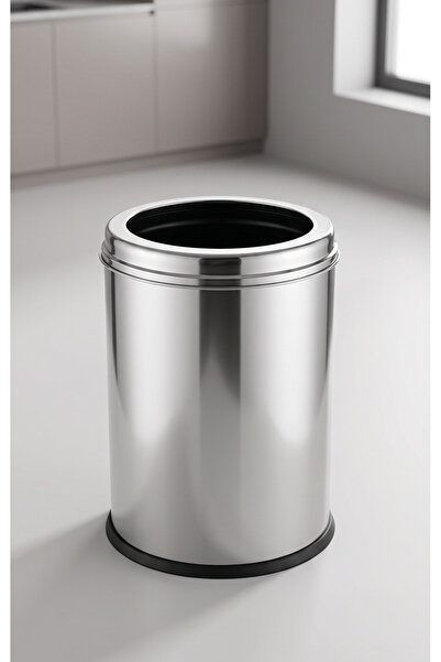 INTERSTEEL 12 Litre Paslanmaz Çelik Çemberli Çöp Kovası – 430 Kalite Açık Ağı...