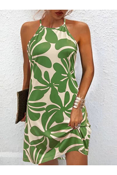 Efnaz style Women's Off-The-Shoulder Halter Neck Cutout Short Patterned Singl...