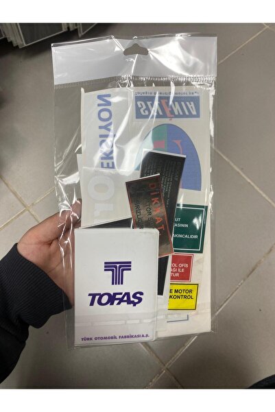 MOTTOMOR OTO TOFAŞ ETİKET TAKIMI SİYAH VE BEYAZ RUHSAT KAPLI ARABA