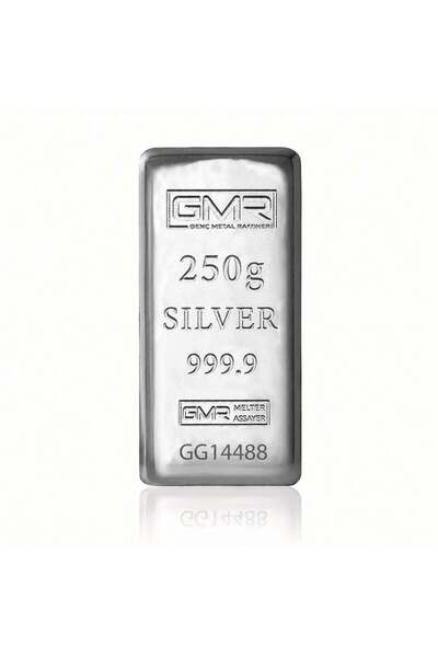 genç metal rafineri AgaKulche 250 Gram 999.9 Ayar GMR Külçe Gümüş