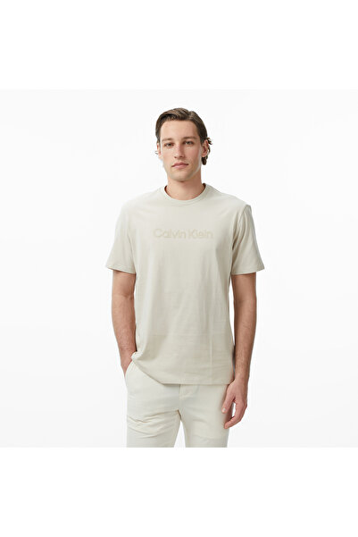 Calvin Klein 30S Sportswear Grap Erkek Bej T-Shirt