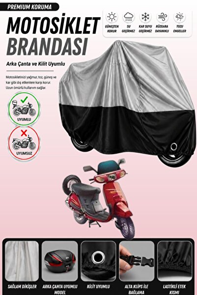 Cemku Double Gray Top - Black Bottom, Rear Bag Compatible Honda Kinetic Dx Mo...