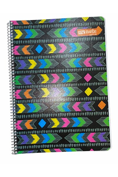 Mynote Neon Notebook A4 80Yp Unlined - Colorful Mixed Pattern