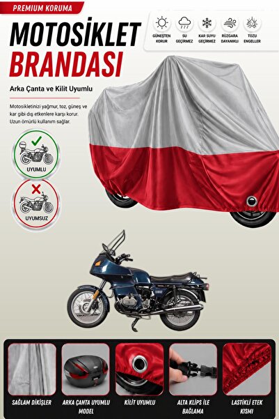 Cemku Double غطاء علوي رمادي اللون - سفلي أحمر، غطاء خلفي متوافق مع دراجة BMW...