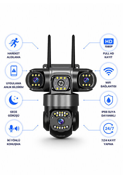 METONTECH 3 Kameralı Akıllı Güvenlik Kamerası Outdoor, WiFi | IP66 Suya Dayan...