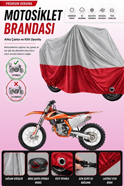 Cemku Double غطاء علوي رمادي - سفلي أحمر، غطاء خلفي متوافق مع دراجة KTM 450 S...