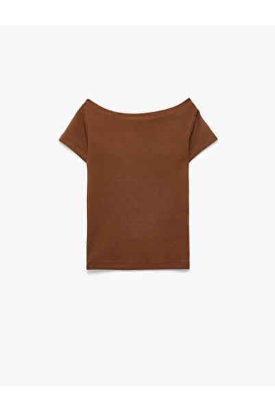 Koton Tricou din bumbac cu mânecă scurtă și decolteu barcă