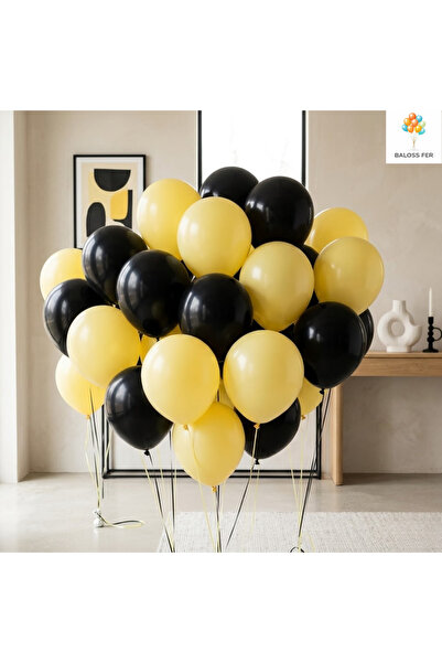 baloss fer Black Yellow Balloon Set 20 Pieces Birthday Party Decoration Styli...