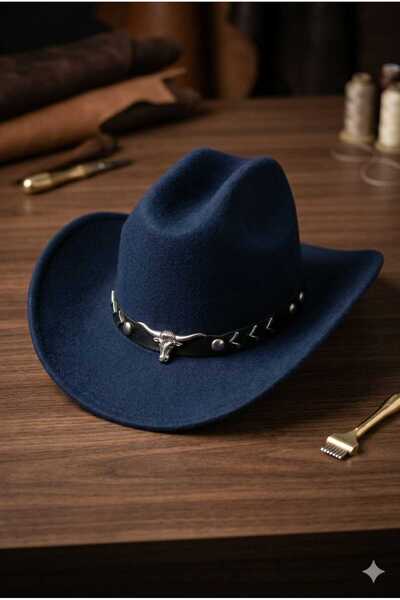 WOHOME Unisex Bull Figured Leather Band Fedora Cowboy Hat