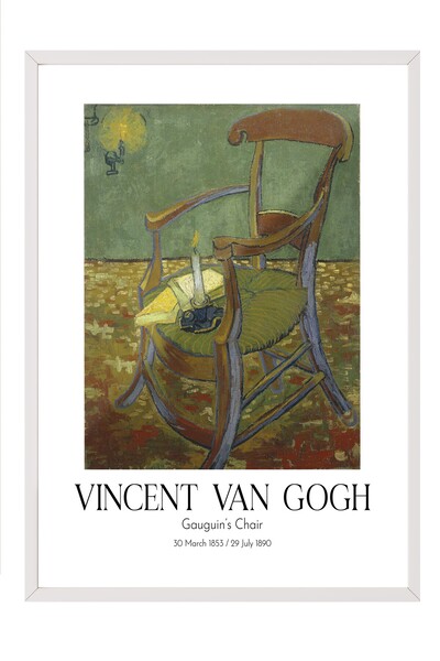 Postifull Vinsent van Gog - Gauguanova stolica, slika u belom okviru, umetnič...