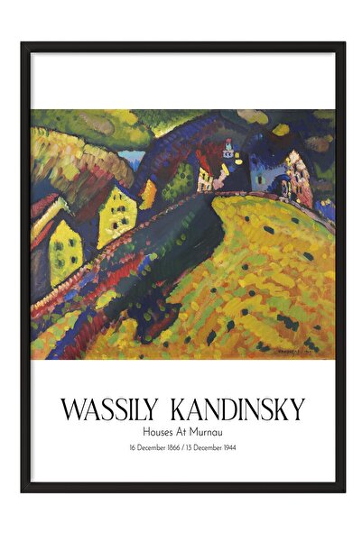 Postifull Vasilij Kandinski - Kuće u Murnauu, slika u crnom okviru, umetnička...