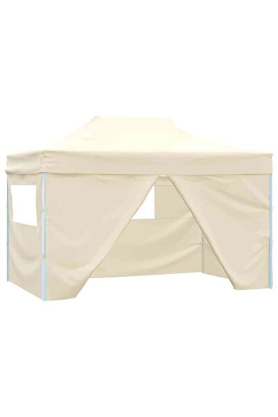 vidaxl Cort pliabil pop-up cu 4 peret›i laterali, alb crem, 3x4,5 m