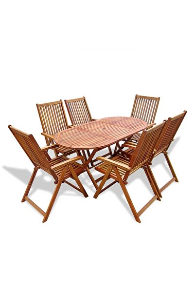 vidaxl Set mobilier de exterior, 7 piese, lemn masiv de acacia