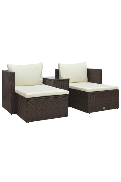 vidaxl Set mobilier de gradina cu perne, 5 piese, maro, poliratan