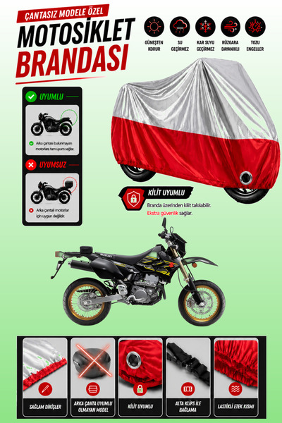 Cemku Twin غطاء محرك متوافق مع سوزوكي DRZ400 SM باللون الرمادي من الأعلى والأ...