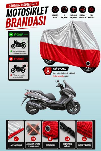 Cemku Twin غطاء محرك متوافق مع Kymco Downtown 125i باللون الرمادي من الأعلى و...