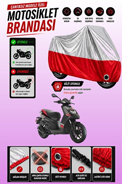 Cemku Twin غطاء محرك متوافق مع Aprilia SR 125 باللون الرمادي من الأعلى والأحم...
