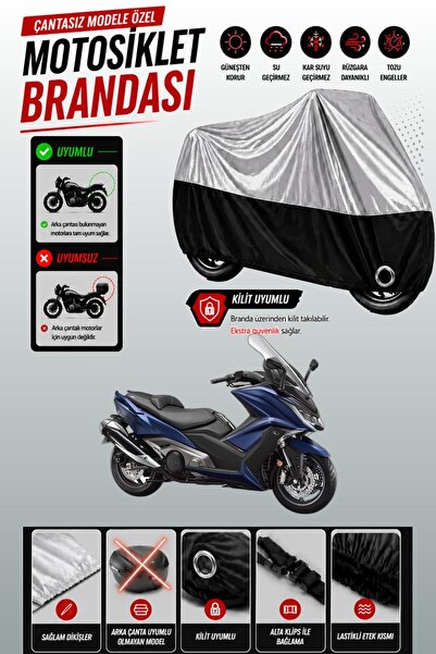 Cemku Twin غطاء محرك متوافق مع Kymco Ak 550 باللون الرمادي من الأعلى والأسود ...