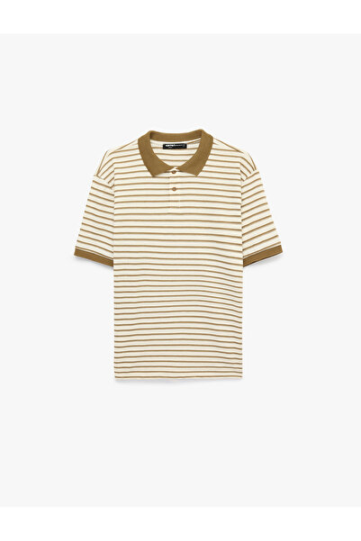 Koton Regular Fit Short Sleeve Buttoned Polo Collar Striped T-Shirt