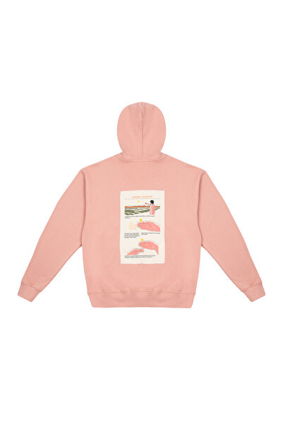 Sunset Counter Kapüşonlu Pamuklu Erkek Sweatshirt Regular Pembe