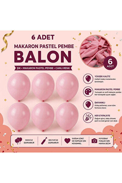 ÇAVUŞ E-TİCARET Pembe Pastel Makaron Balon Seti,Doğum Günü Parti Balonu Parti...