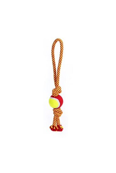 OEM Jucărie pentru câini, frânghie dublă cu minge de tenis, portocalie, 41cm