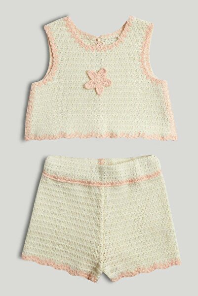 MOTHERCARE Cream Crochet Top and Shorts Outfit