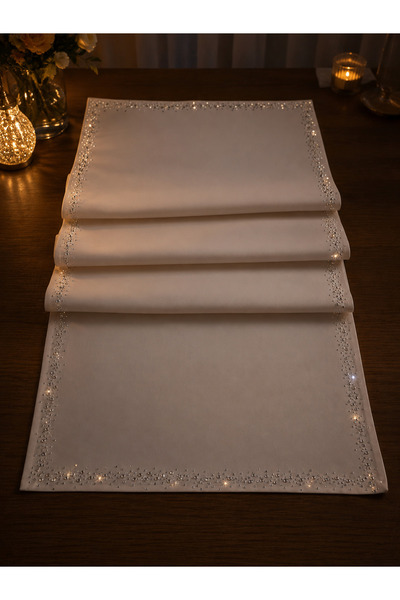 Royal crystal stone runner white– 40x140 cm Decoration souvenir dowry special day invitation